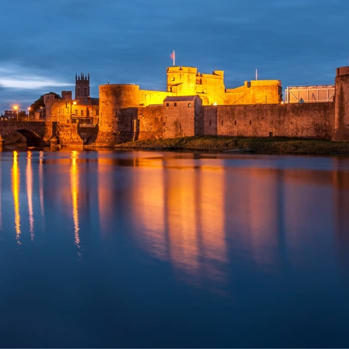 King Johns Castle at nighttime