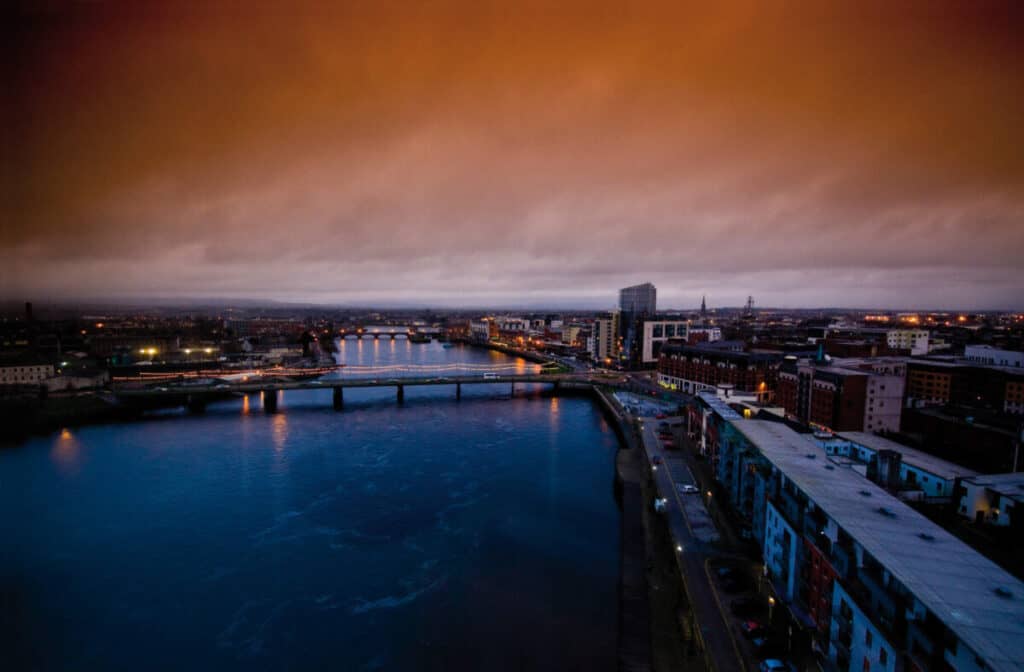 Limerick by night orange toned image