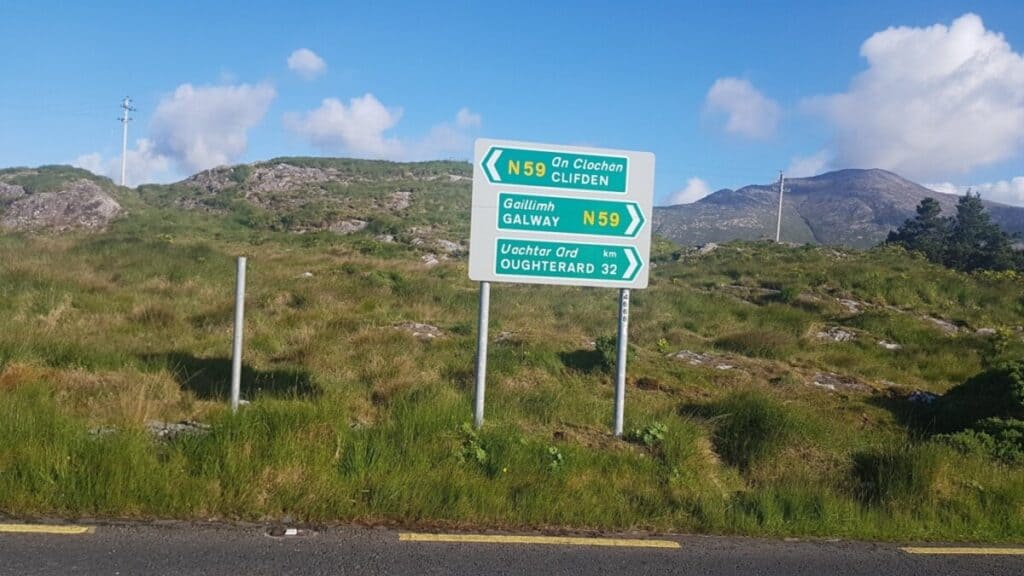 Gaeltacht Area road signs Connemara galway