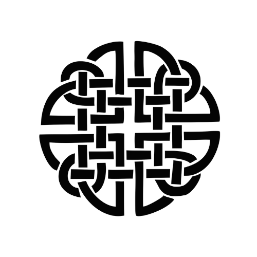 the Celtic Dara knot symbol in black and white colour