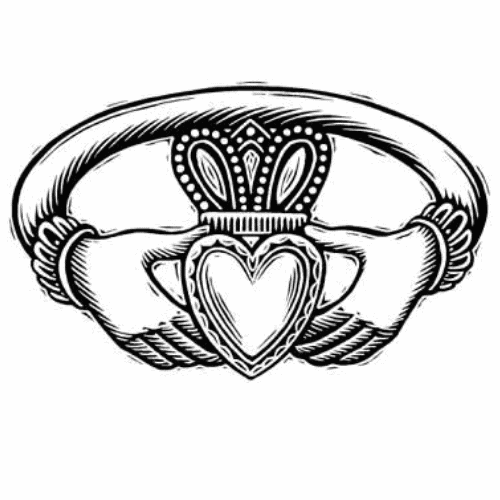 The Claddagh Ring, black and white image