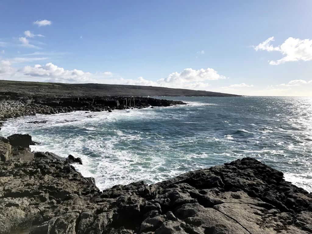coastal area clare in ireland with waves and rocks
