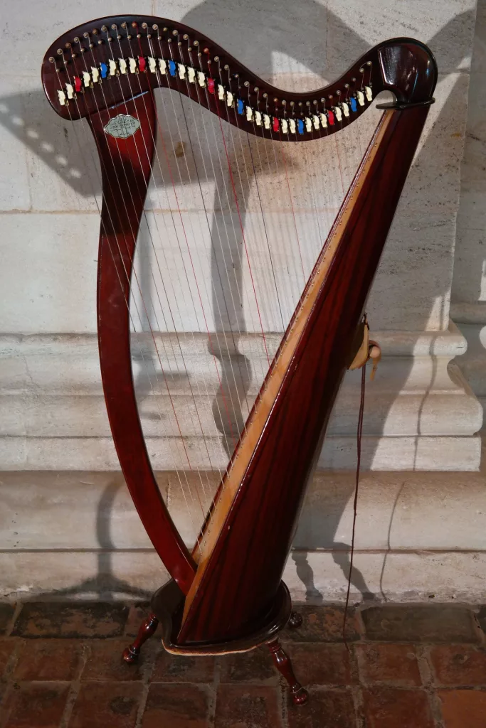 the irish harp on a red brick floor