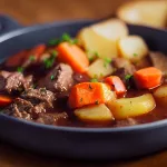 Irish stew in a black bowl