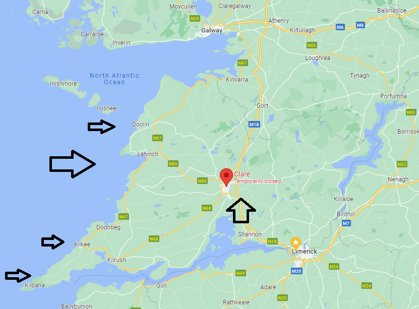 Map of the area of clare ireland