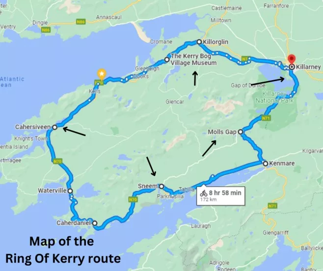 Map of the ring of Kerry jpg