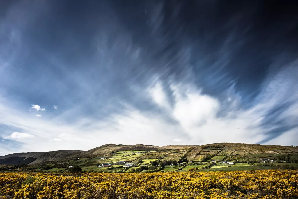 ireland mountain landscape with sky and clouds