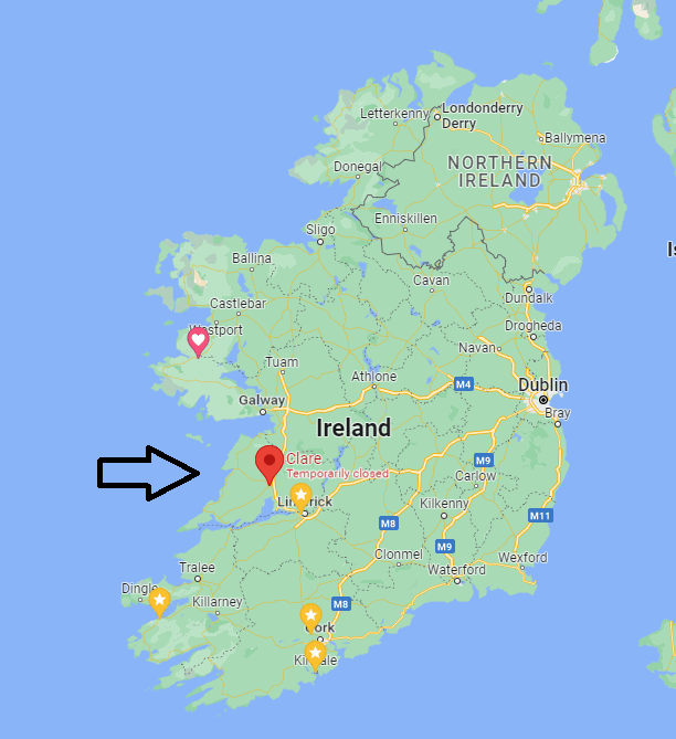 map of location of county clare in ireland