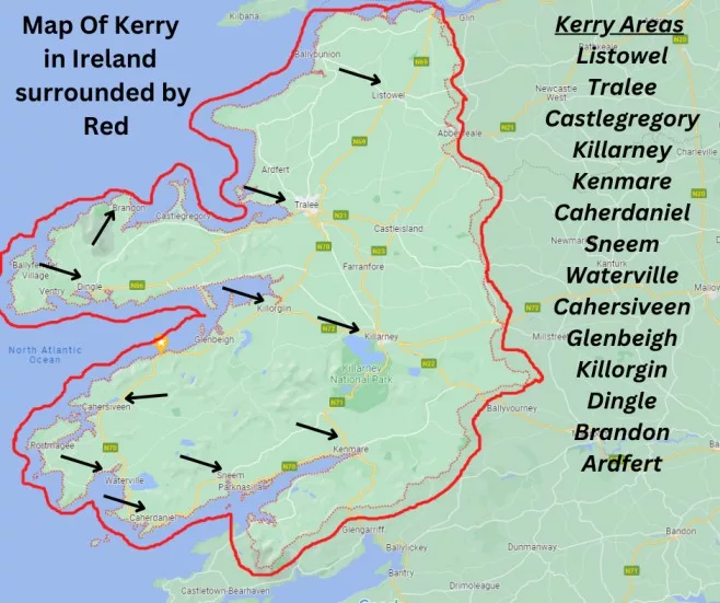 map of the area of kerry ireland jpg