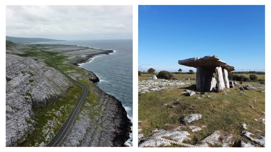 the burren landscape and pooulnabrone dolmen in clare