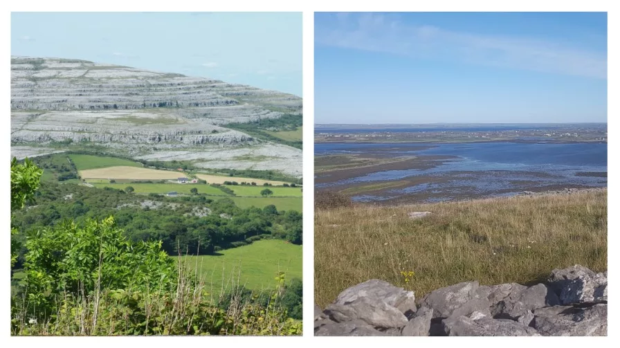 the burren landscape and view from a walking trail in the burren