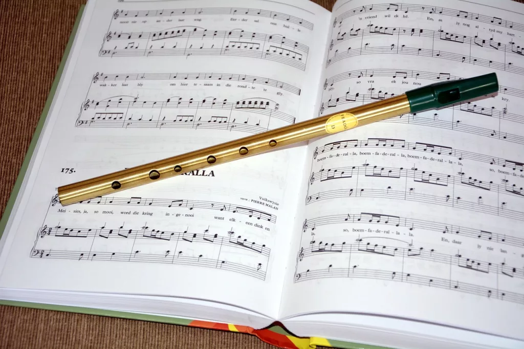 tin whistle and song book