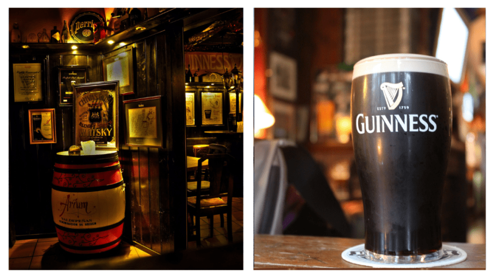 two image of irish pubs in ireland