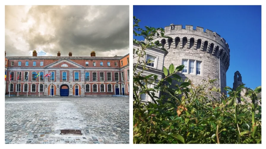 two images of dublin castle in ireland