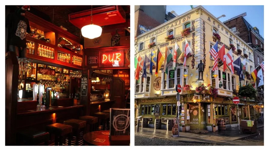 two images of pubs in Dublin Ireland